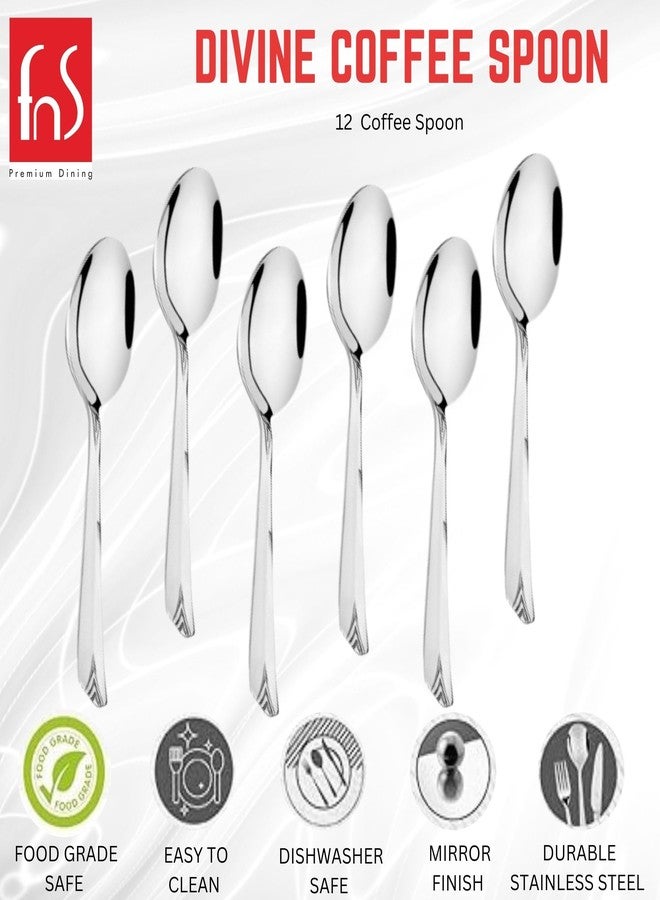 FNS Montavo by FnS Divine Stainless Steel Coffee Spoon (Set of 12) for Tea and Coffee - Image 2